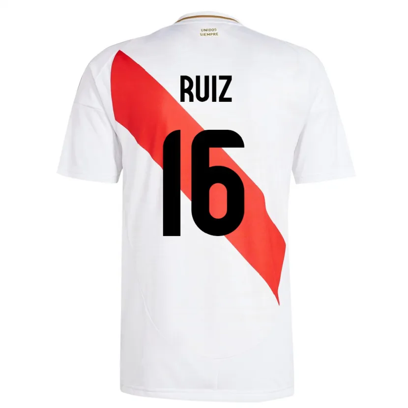 Danxen Homem Camisola Peru Birka Ruiz #16 Branco Principal 24-26 Camisa