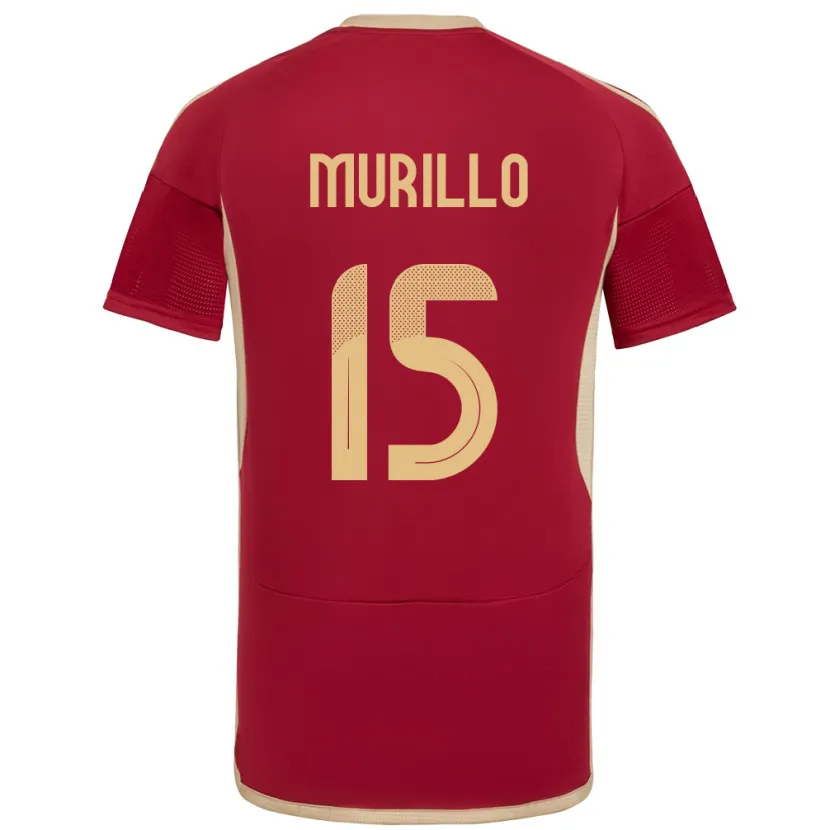 Danxen Homem Camisola Venezuela Jhon Murillo #15 Borgonha Principal 24-26 Camisa