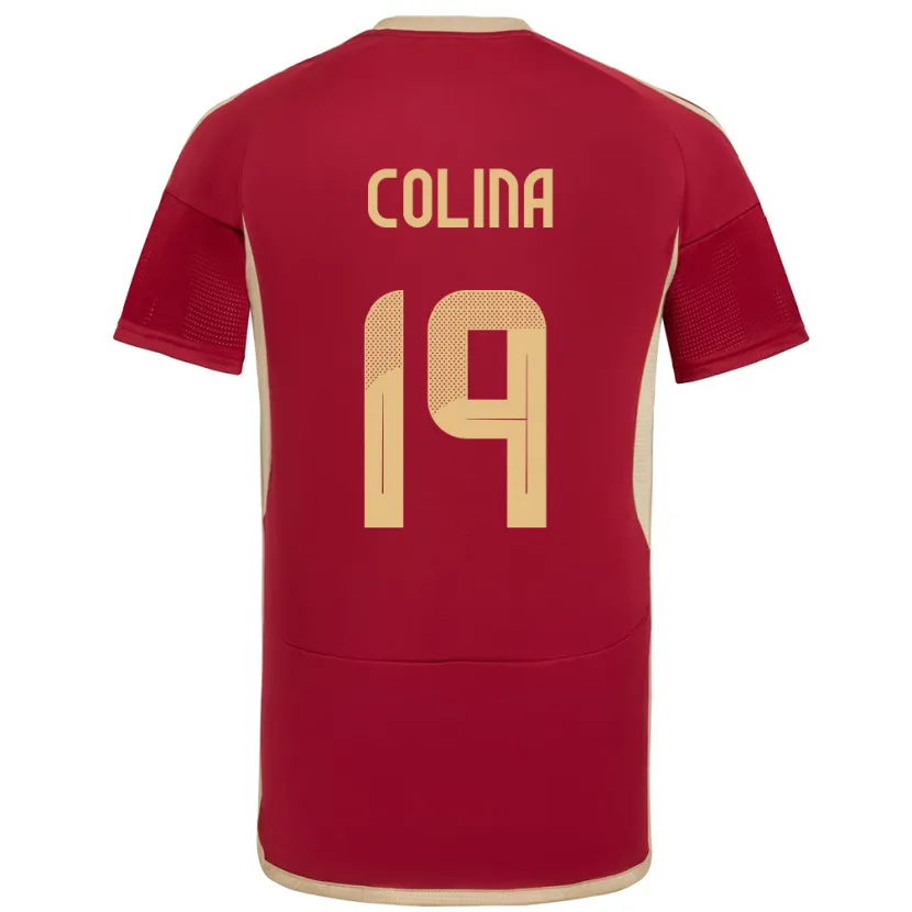 Danxen Homem Camisola Venezuela Junior Colina #19 Borgonha Principal 24-26 Camisa