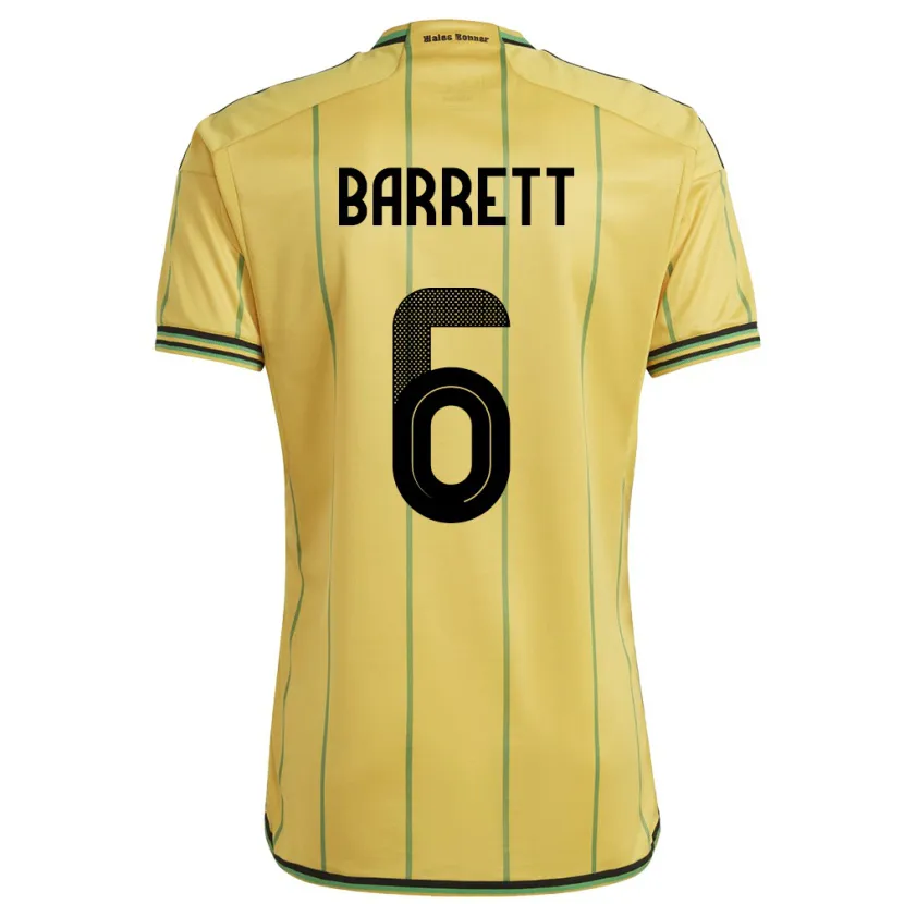 Danxen Homem Camisola Jamaica Ronaldo Barrett #6 Amarelo Principal 24-26 Camisa