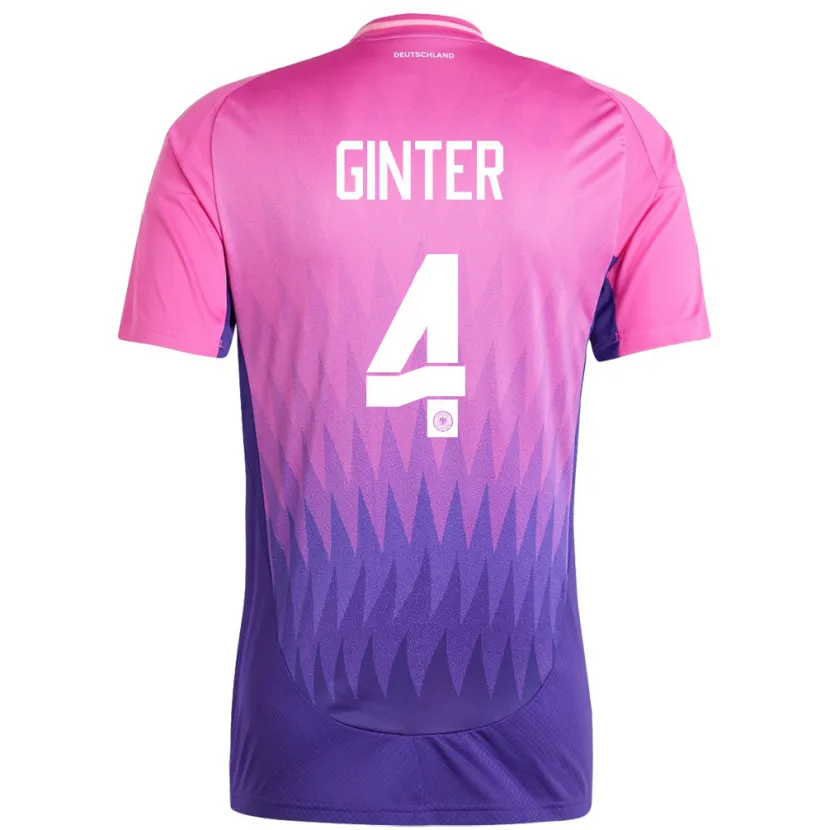 Danxen Homem Camisola Alemanha Matthias Ginter #4 Rosa Roxo Alternativa 24-26 Camisa