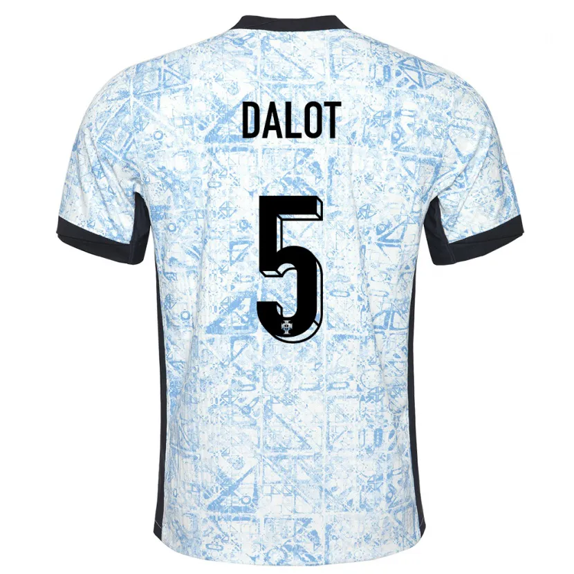Danxen Homem Camisola Portugal Diogo Dalot #5 Azul Creme Alternativa 24-26 Camisa