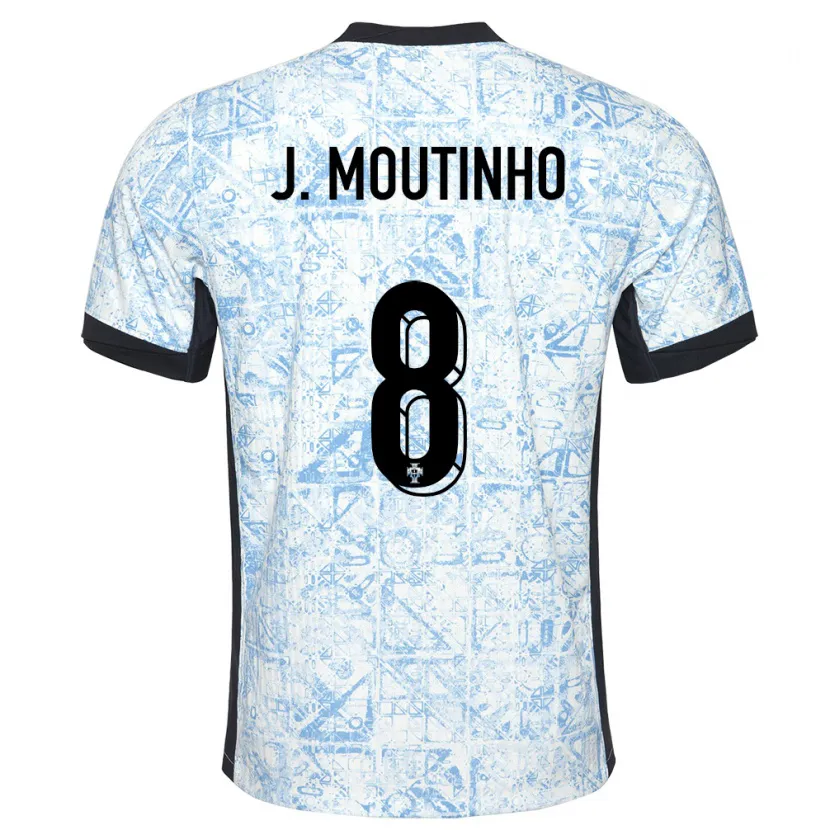 Danxen Homem Camisola Portugal Joao Moutinho #8 Azul Creme Alternativa 24-26 Camisa