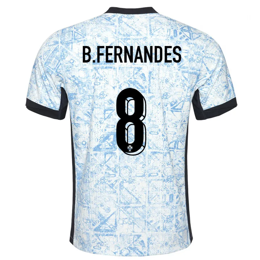 Danxen Homem Camisola Portugal Bruno Fernandes #8 Azul Creme Alternativa 24-26 Camisa