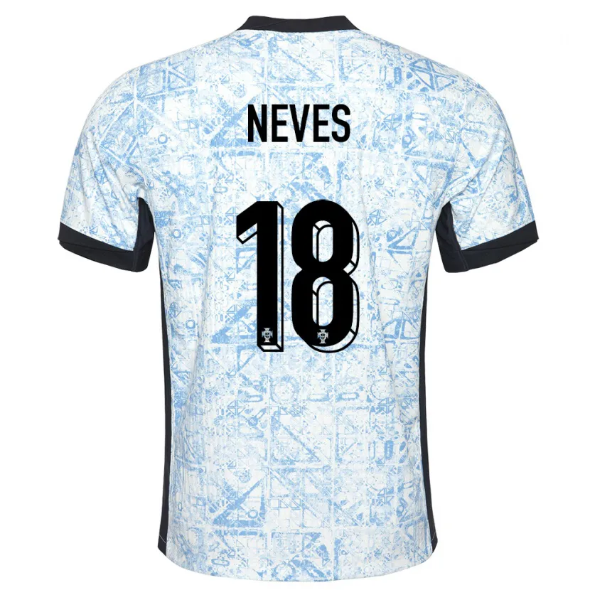 Danxen Homem Camisola Portugal Ruben Neves #18 Azul Creme Alternativa 24-26 Camisa