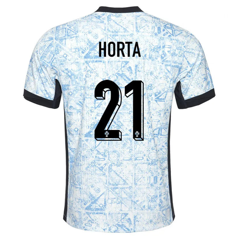 Danxen Homem Camisola Portugal Ricardo Horta #21 Azul Creme Alternativa 24-26 Camisa