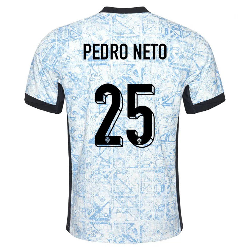 Danxen Homem Camisola Portugal Pedro Neto #25 Azul Creme Alternativa 24-26 Camisa