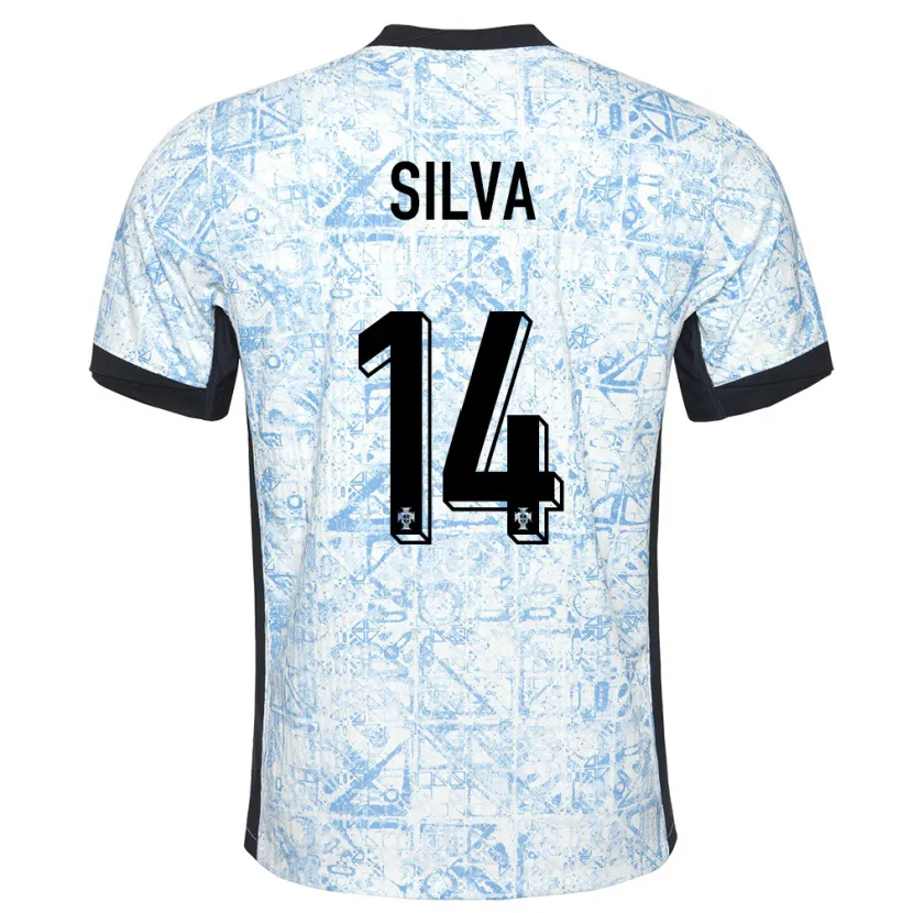 Danxen Homem Camisola Portugal Dolores Silva #14 Azul Creme Alternativa 24-26 Camisa