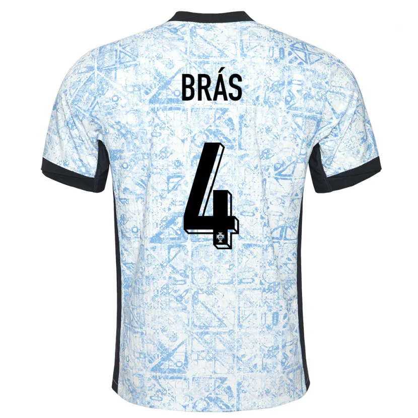 Danxen Homem Camisola Portugal Gabi Bras #4 Azul Creme Alternativa 24-26 Camisa