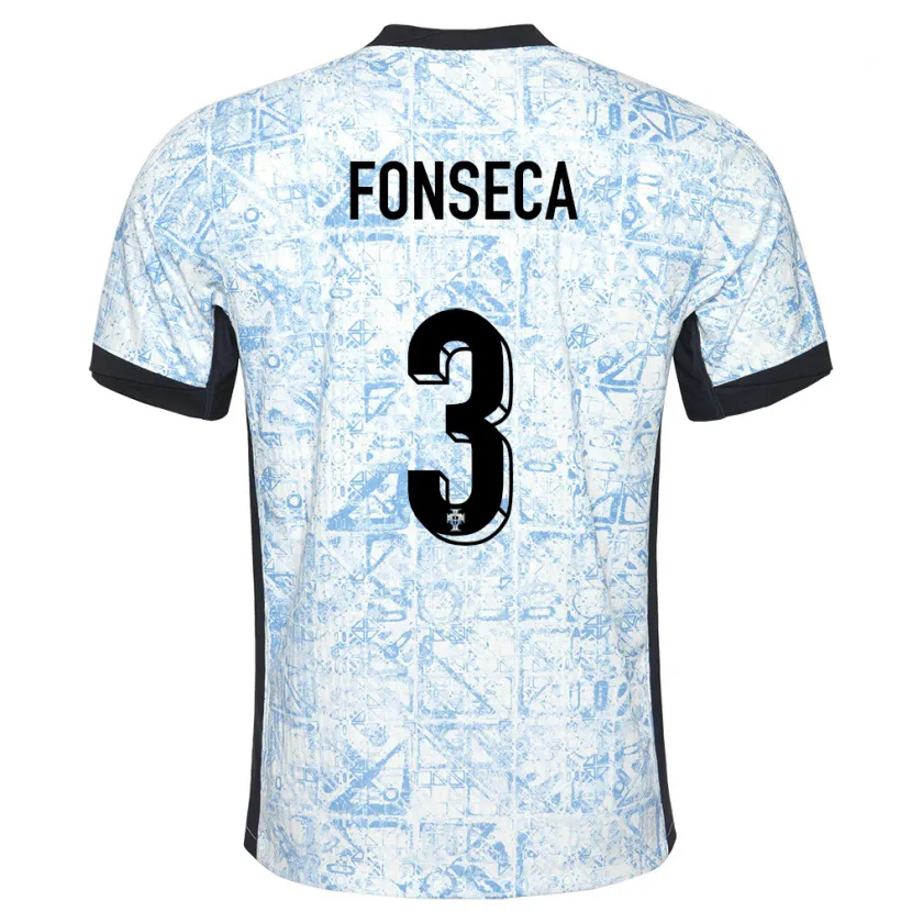 Danxen Homem Camisola Portugal Joao Fonseca #3 Azul Creme Alternativa 24-26 Camisa