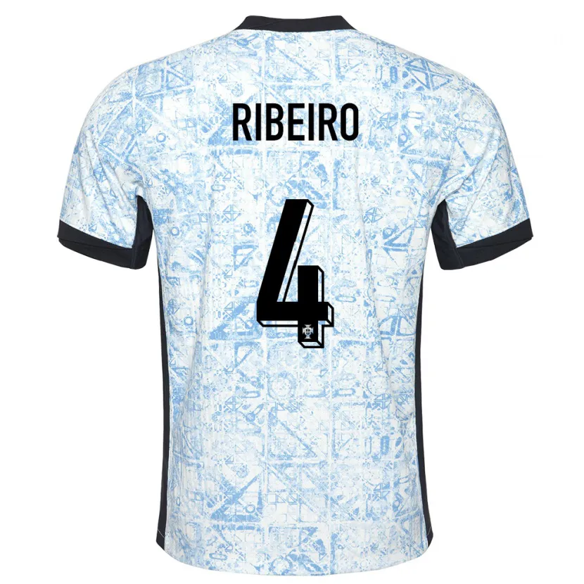 Danxen Homem Camisola Portugal Ricardo Ribeiro #4 Azul Creme Alternativa 24-26 Camisa