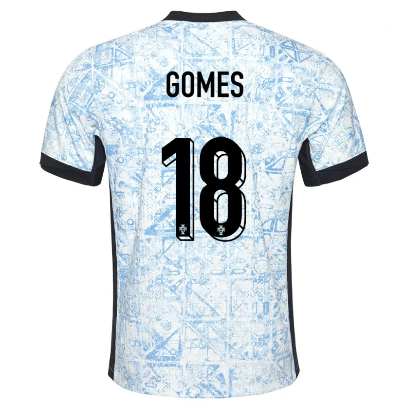 Danxen Homem Camisola Portugal Andre Gomes #18 Azul Creme Alternativa 24-26 Camisa