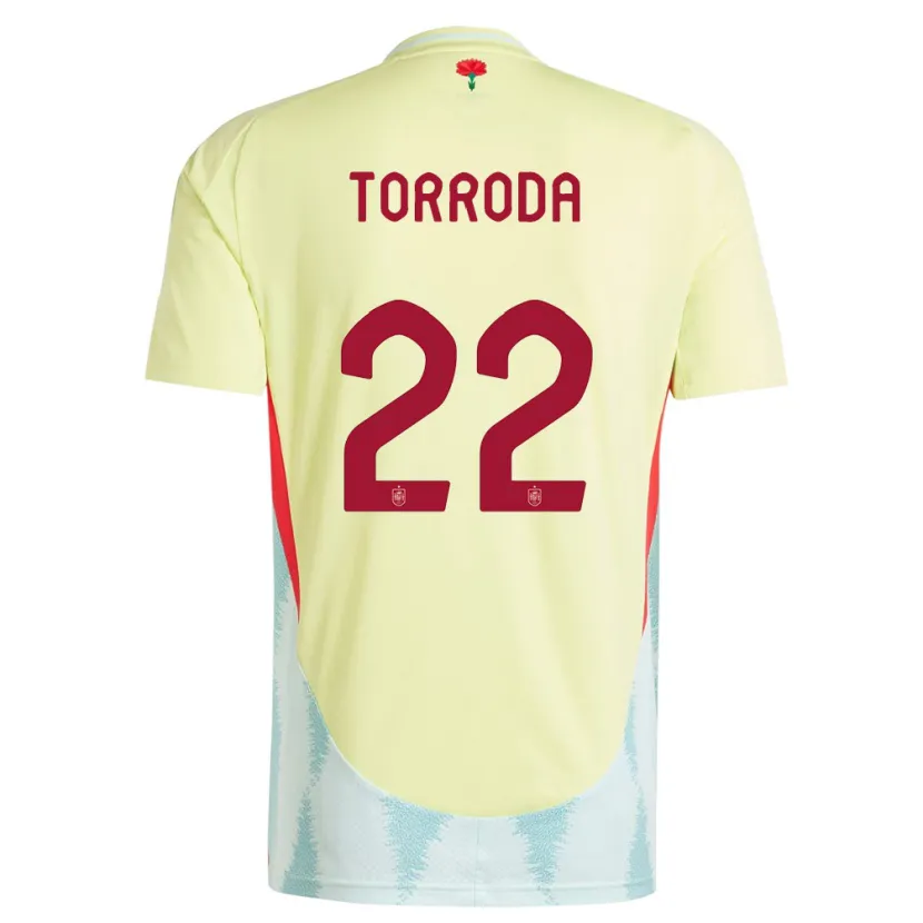 Danxen Homem Camisola Espanha Anna Torroda #22 Amarelo Alternativa 24-26 Camisa