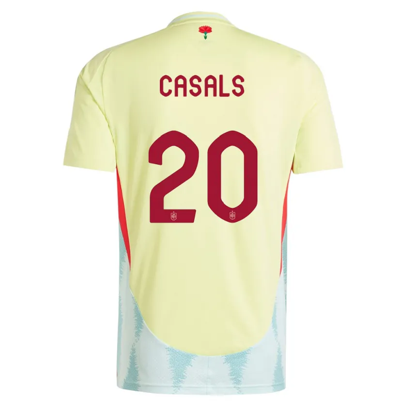 Danxen Homem Camisola Espanha Joel Casals #20 Amarelo Alternativa 24-26 Camisa