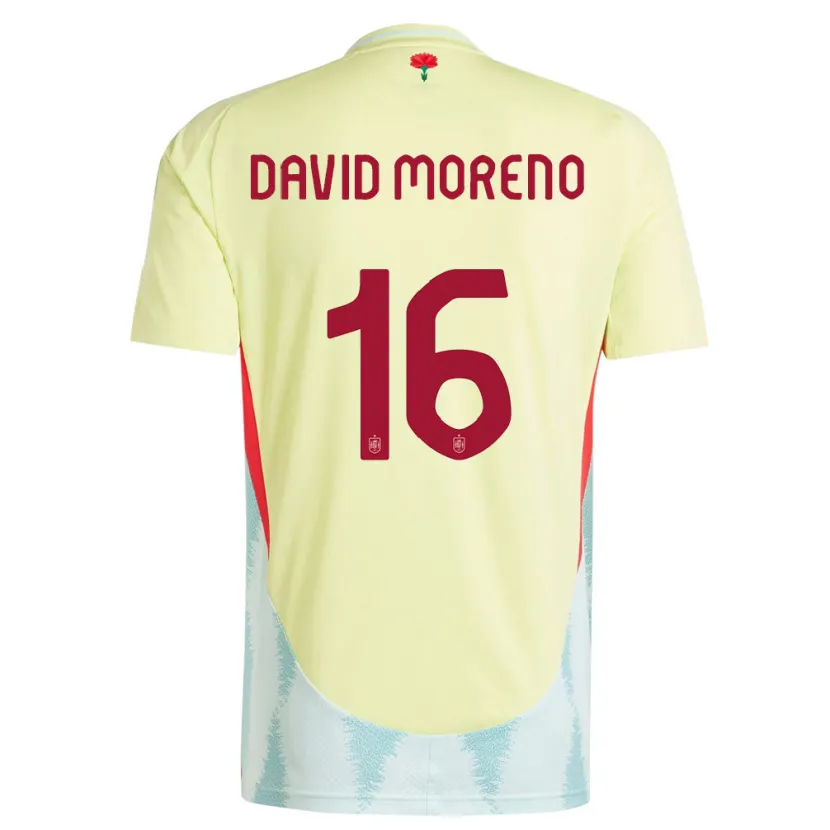 Danxen Homem Camisola Espanha Antonio David Moreno #16 Amarelo Alternativa 24-26 Camisa