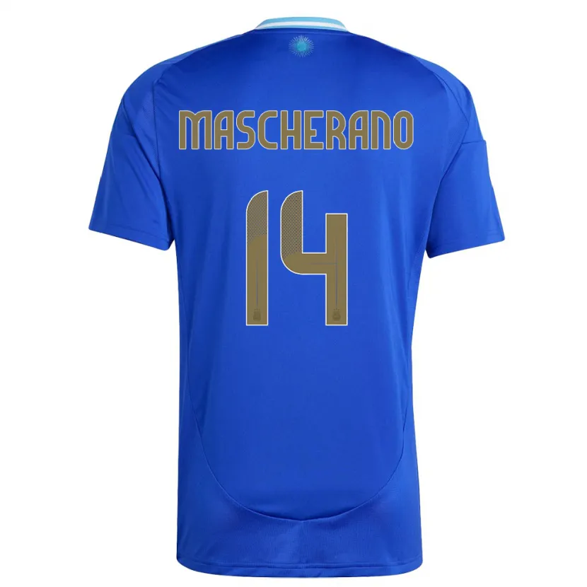 Danxen Homem Camisola Argentina Javier Mascherano #14 Azul Alternativa 24-26 Camisa