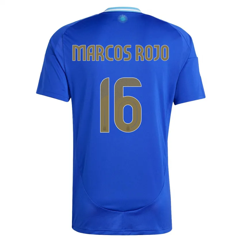 Danxen Homem Camisola Argentina Marcos Rojo #16 Azul Alternativa 24-26 Camisa