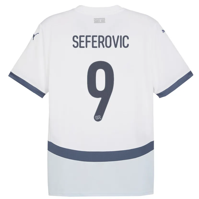 Danxen Homem Camisola Suiça Haris Seferovic #9 Branco Alternativa 24-26 Camisa