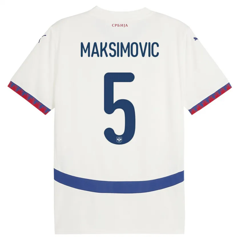 Danxen Homem Camisola Sérvia Nemanja Maksimovic #5 Branco Alternativa 24-26 Camisa