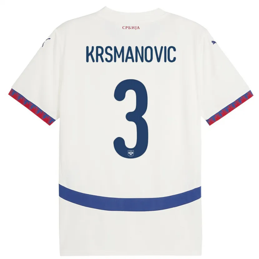 Danxen Homem Camisola Sérvia Nemanja Krsmanovic #3 Branco Alternativa 24-26 Camisa