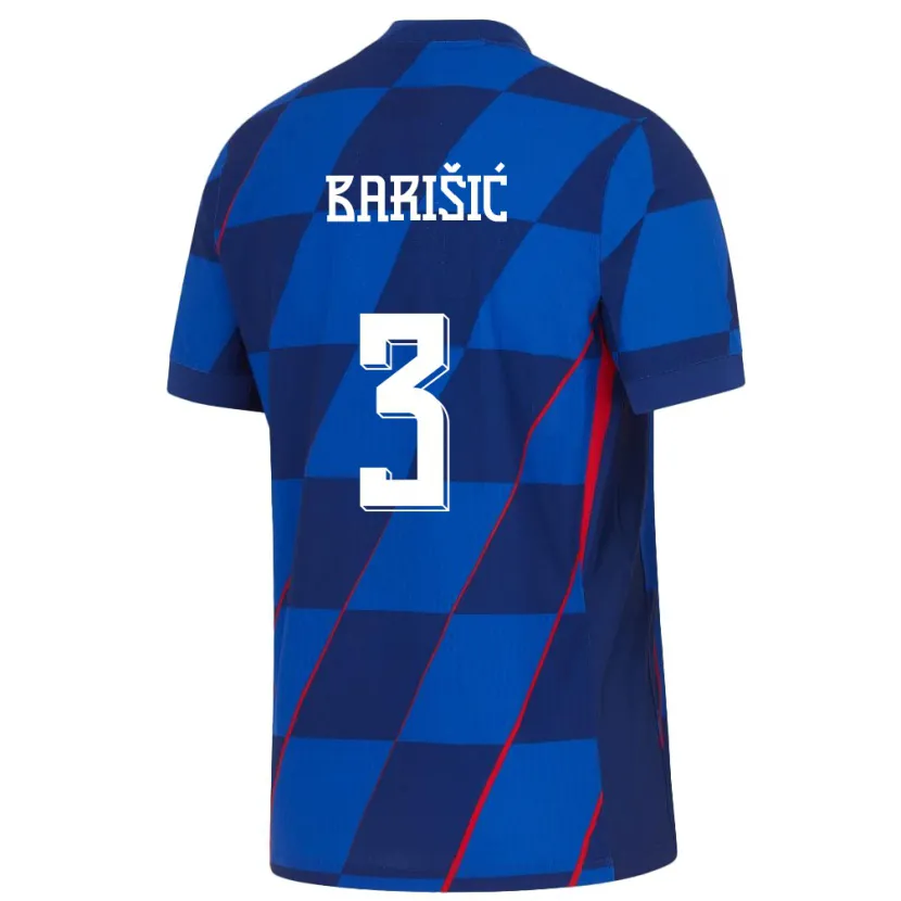 Danxen Homem Camisola Croácia Borna Barisic #3 Azul Alternativa 24-26 Camisa