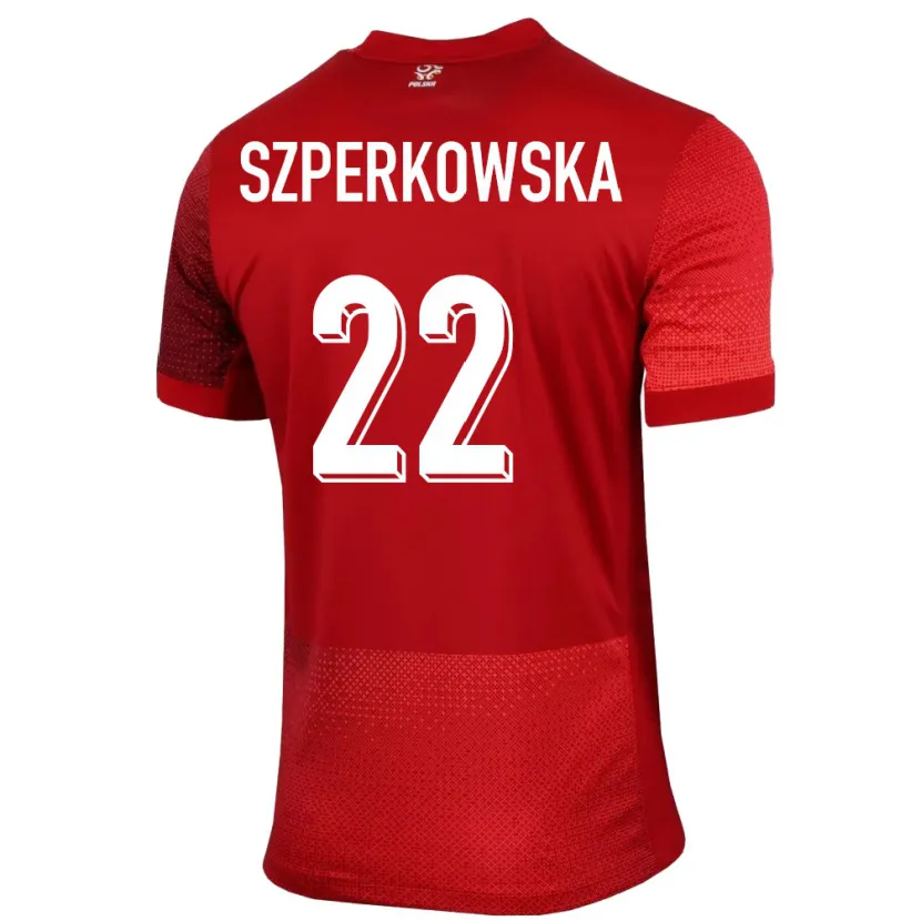 Danxen Homem Camisola Polónia Oliwia Szperkowska #22 Vermelho Alternativa 24-26 Camisa