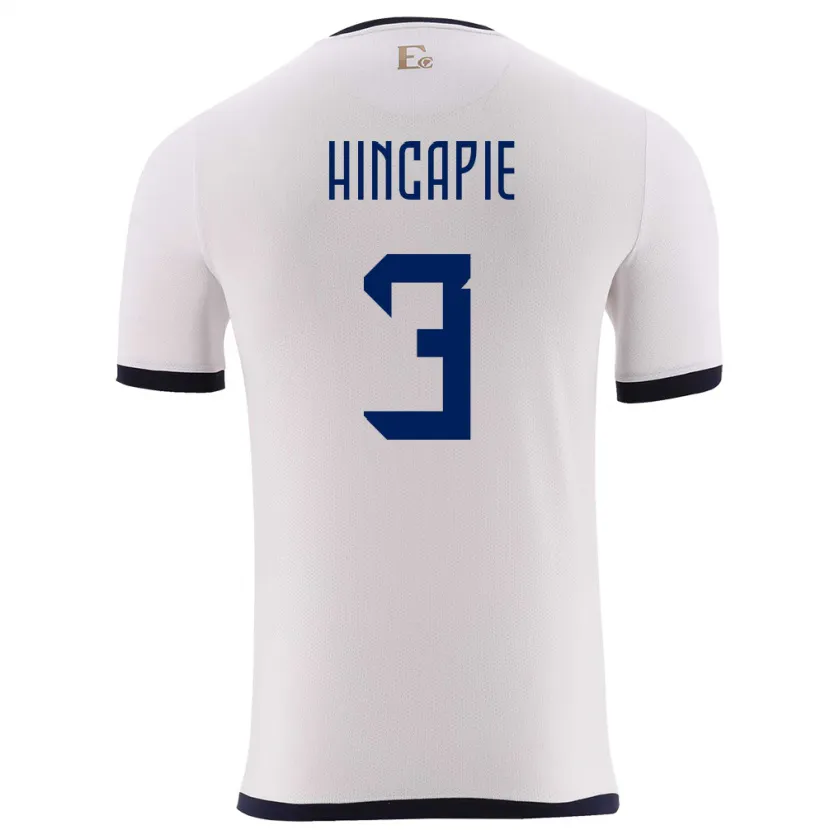 Danxen Homem Camisola Equador Piero Hincapie #3 Branco Alternativa 24-26 Camisa
