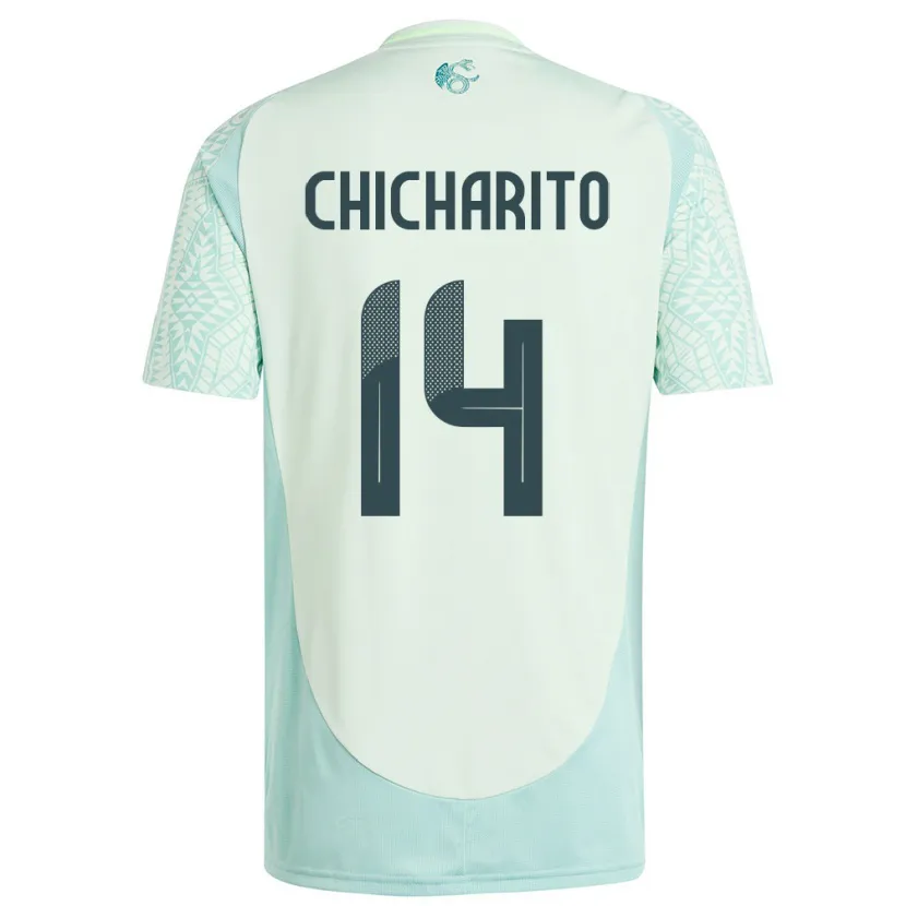 Danxen Homem Camisola México Chicharito #14 Linho Verde Alternativa 24-26 Camisa