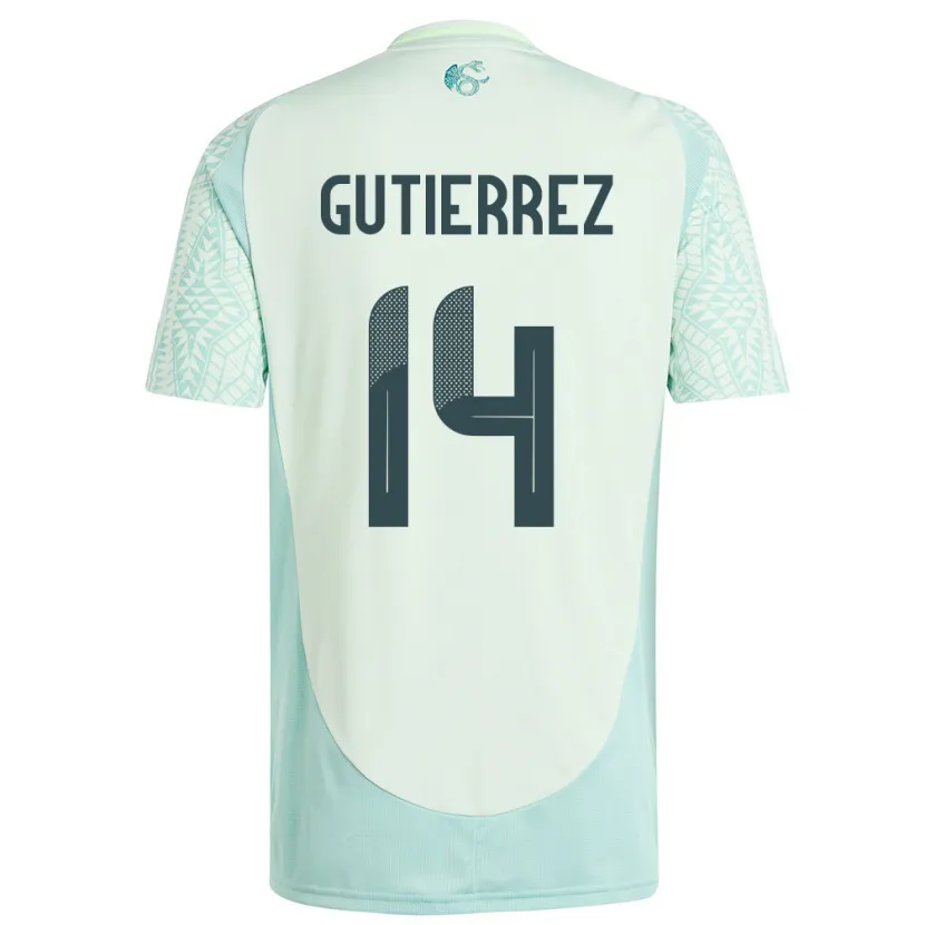 Danxen Homem Camisola México Erick Gutierrez #14 Linho Verde Alternativa 24-26 Camisa