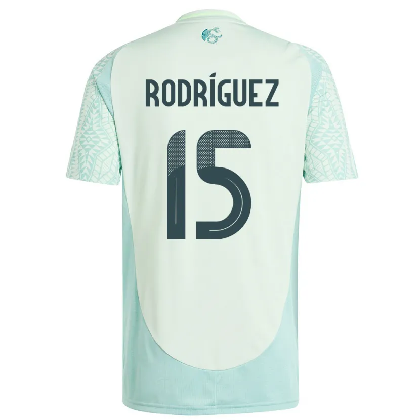 Danxen Homem Camisola México Jorge Rodriguez #15 Linho Verde Alternativa 24-26 Camisa
