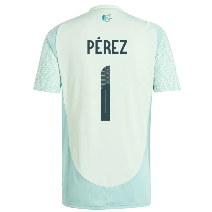 Danxen Homem Camisola México Emiliano Perez #1 Linho Verde Alternativa 24-26 Camisa