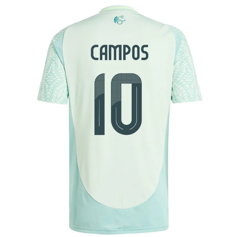 Danxen Homem Camisola México Karel Campos #10 Linho Verde Alternativa 24-26 Camisa