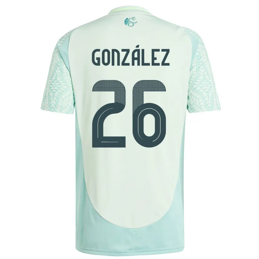 Danxen Homem Camisola México Bryan Gonzalez #26 Linho Verde Alternativa 24-26 Camisa