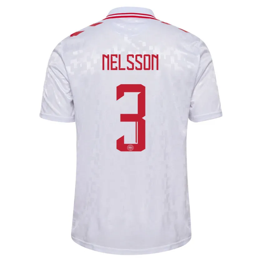Danxen Homem Camisola Dinamarca Victor Nelsson #3 Branco Alternativa 24-26 Camisa
