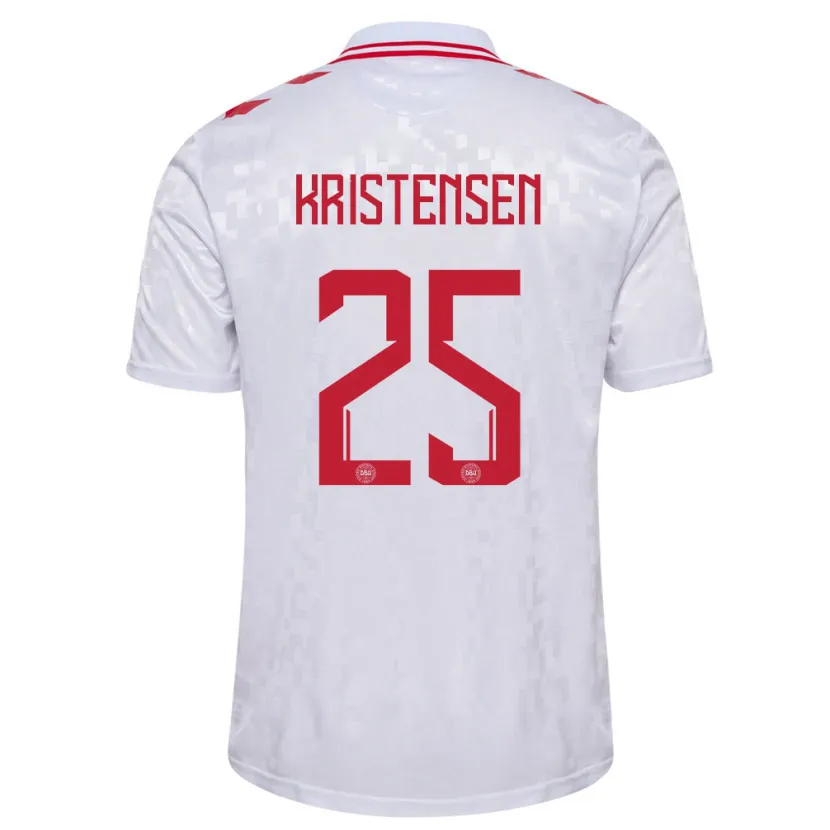 Danxen Homem Camisola Dinamarca Rasmus Kristensen #25 Branco Alternativa 24-26 Camisa