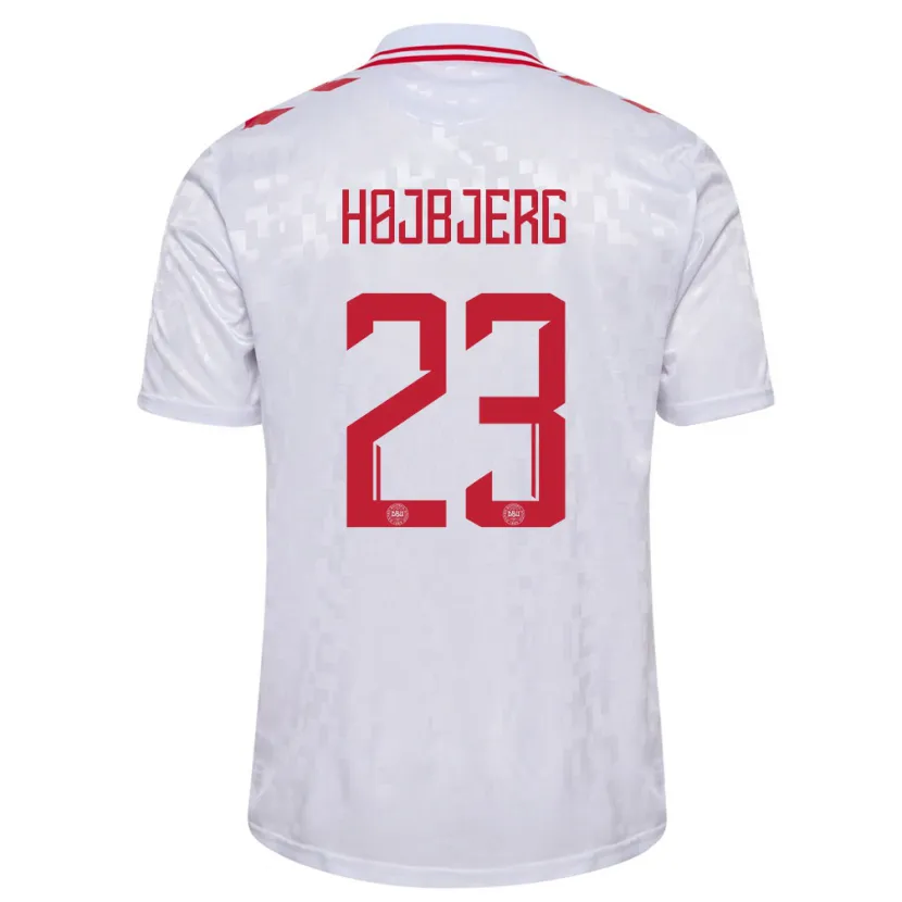 Danxen Homem Camisola Dinamarca Pierre-Emile Højbjerg #23 Branco Alternativa 24-26 Camisa