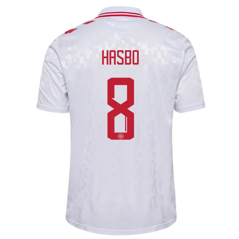 Danxen Homem Camisola Dinamarca Josefine Hasbo #8 Branco Alternativa 24-26 Camisa