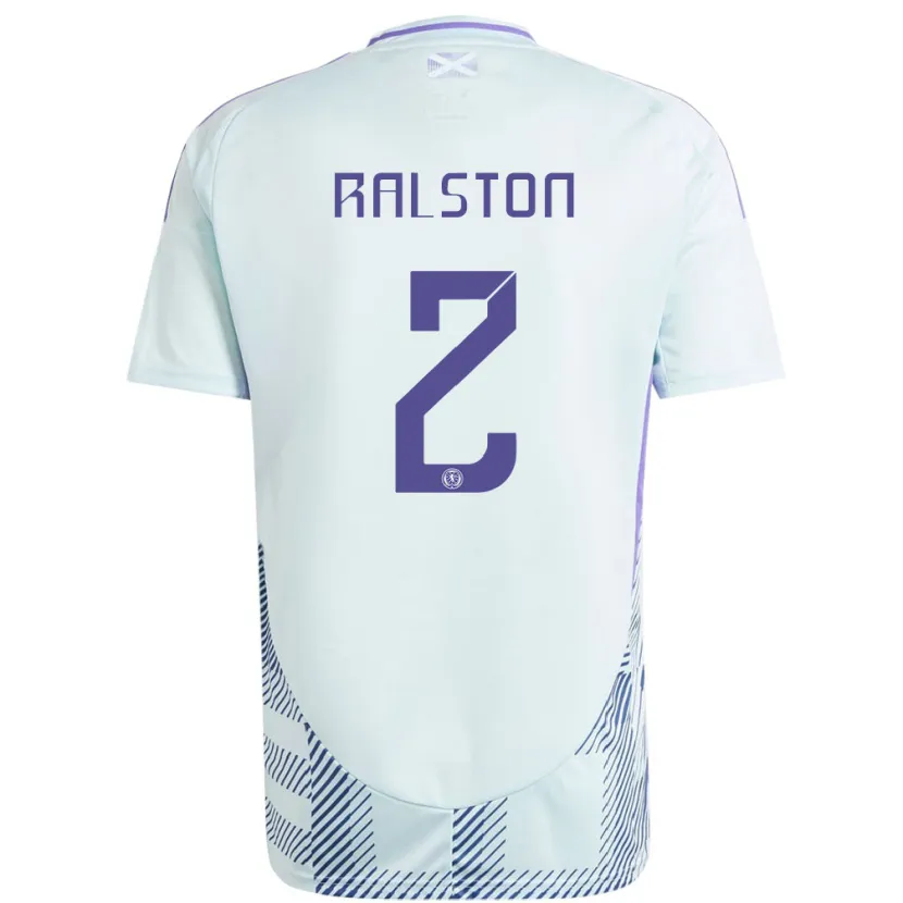 Danxen Homem Camisola Escócia Anthony Ralston #2 Azul Menta Claro Alternativa 24-26 Camisa