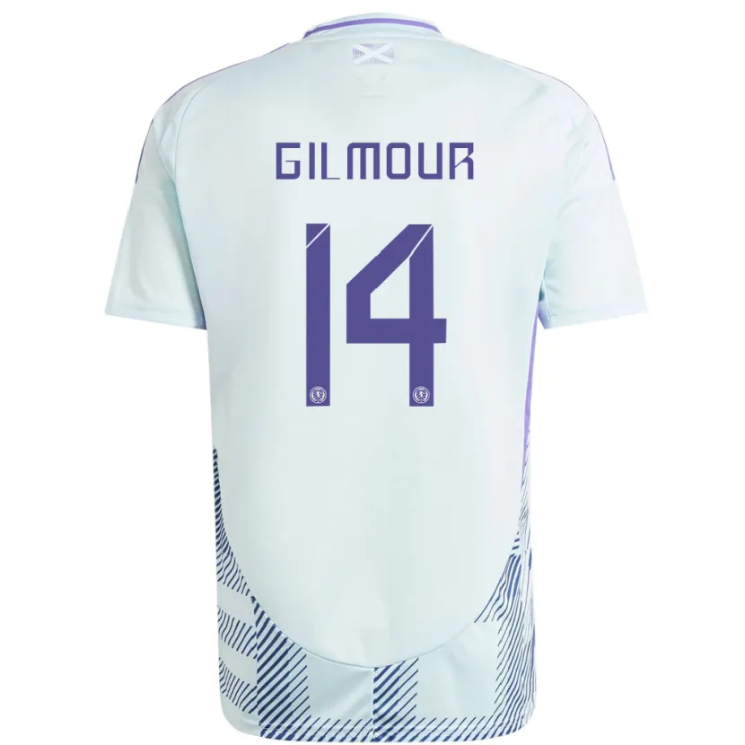 Danxen Homem Camisola Escócia Billy Gilmour #14 Azul Menta Claro Alternativa 24-26 Camisa