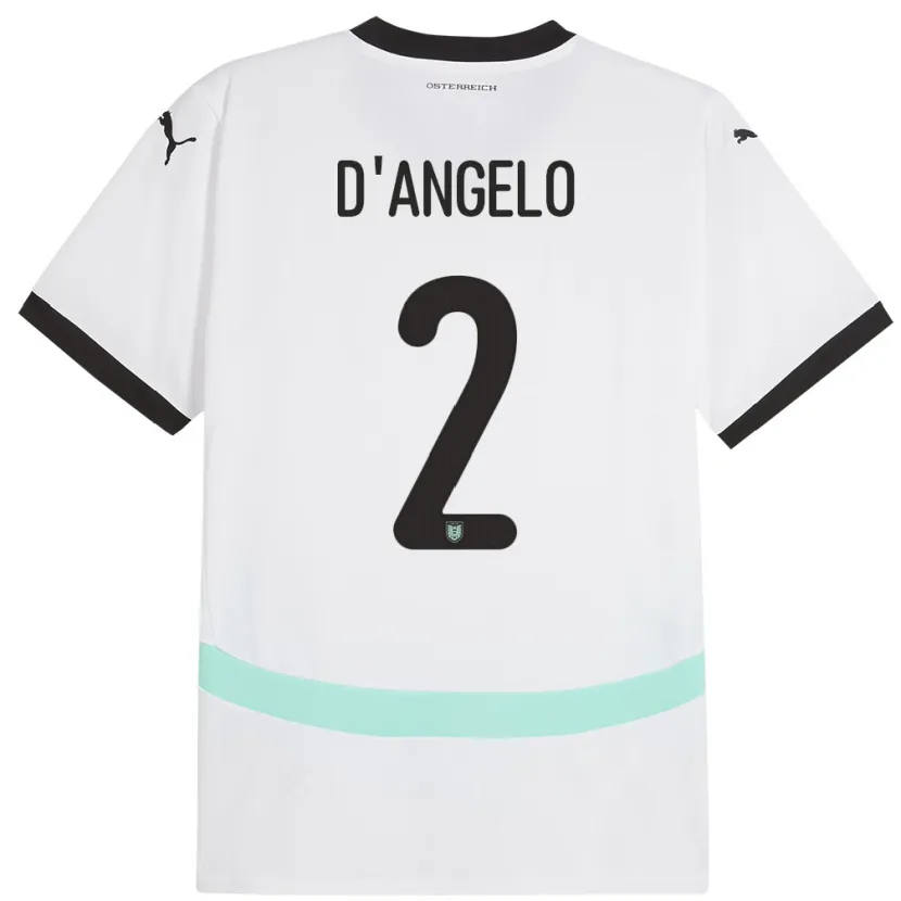 Danxen Homem Camisola Áustria Chiara D’angelo #2 Branco Alternativa 24-26 Camisa