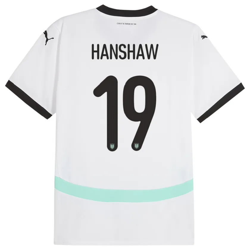 Danxen Homem Camisola Áustria Verena Hanshaw #19 Branco Alternativa 24-26 Camisa