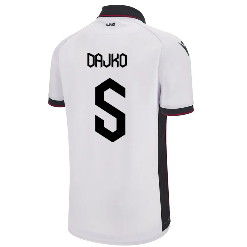 Danxen Homem Camisola Albânia Ajdi Dajko #5 Branco Alternativa 24-26 Camisa