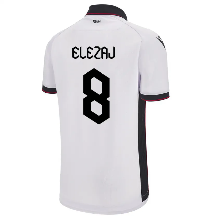 Danxen Homem Camisola Albânia Endrina Elezaj #8 Branco Alternativa 24-26 Camisa