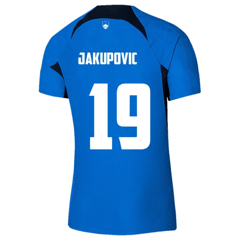 Danxen Homem Camisola Eslovênia Aldin Jakupovic #19 Azul Alternativa 24-26 Camisa