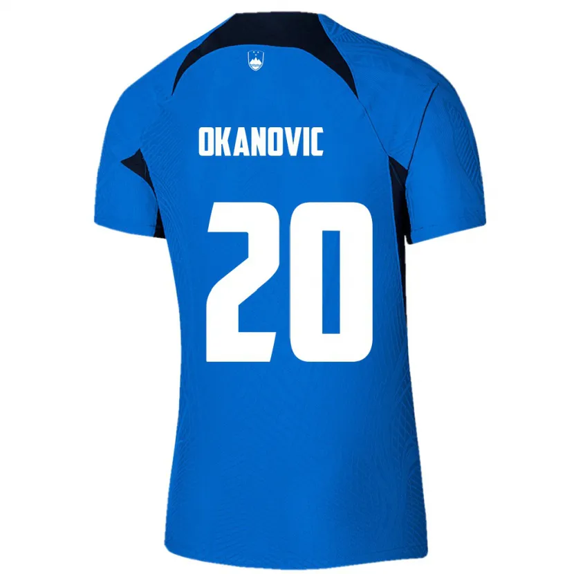 Danxen Homem Camisola Eslovênia Deen Okanovic #20 Azul Alternativa 24-26 Camisa