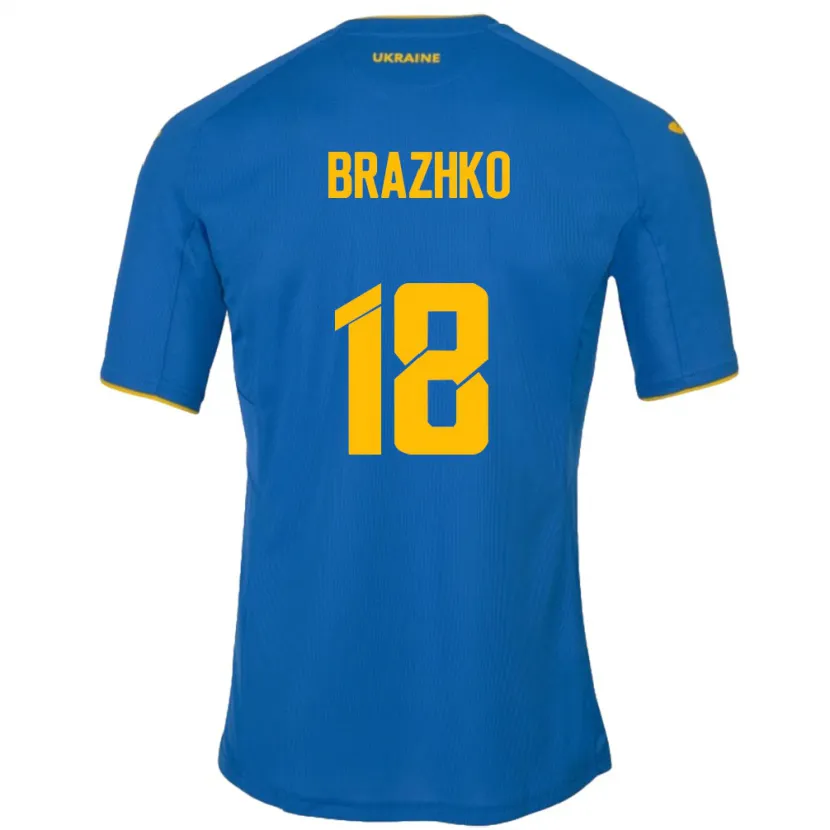 Danxen Homem Camisola Ucrânia Volodymyr Brazhko #18 Azul Alternativa 24-26 Camisa