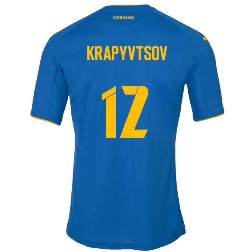Danxen Homem Camisola Ucrânia Vladyslav Krapyvtsov #12 Azul Alternativa 24-26 Camisa