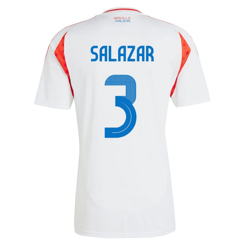 Danxen Homem Camisola Chile Yahir Salazar #3 Branco Alternativa 24-26 Camisa