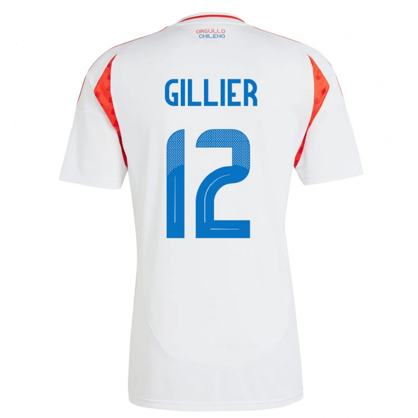 Danxen Homem Camisola Chile Thomas Gillier #12 Branco Alternativa 24-26 Camisa