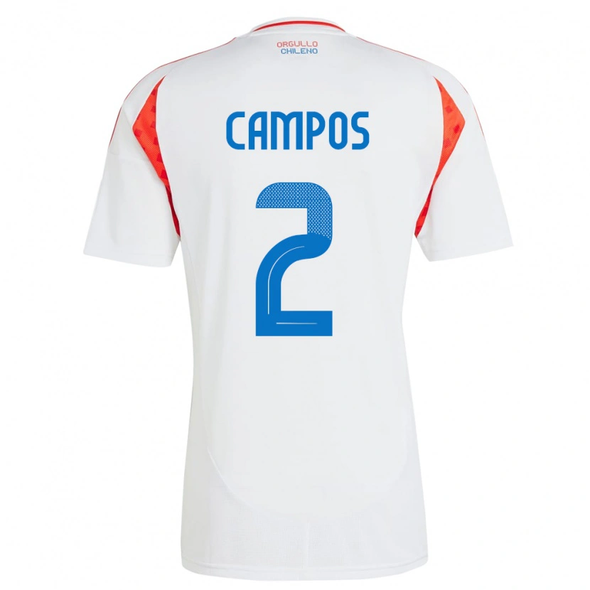 Danxen Homem Camisola Chile Víctor Campos #2 Branco Alternativa 24-26 Camisa